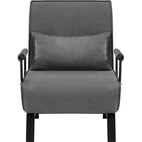 Sillón cama convertible 3 en 1 gris con respaldo ajustable y estructura metálica (1/5)