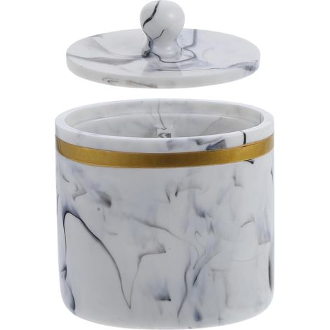 Organisateur de cotons-tiges SECFOU avec couvercle en résine , capacité 200 ml , porte-maquillage pr
