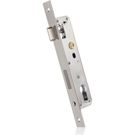 Serrure à mortaise, serrure monopoint en acier inoxydable argenté, serrure robuste pour portail de jardin, serrure tubulaire pratique pour portes, portes d'entrée, portes intérieures, portes métalliqu (1/4)