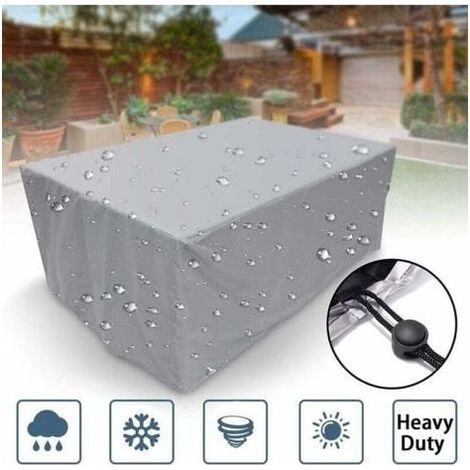 Housse pour Mobilier de Jardin, Rectangulaire 210D Oxford imperméable, Anti-Neige, Anti-UV, Bâche Anti-poussière, Gris, 123×61×72cm (1/5)