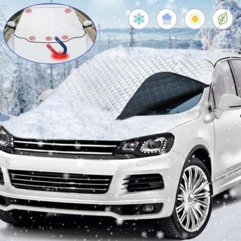 Protege Pare Brise Givre, Magnétique Protection Pare Brise Gel, Universelle Couverture Pare Brise Voiture, Bache Anti Givre Voiture, Anti Neige Glace Soleil Protège Pare Brise Hiver 183 116cm (1/4)