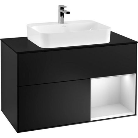 V&B Waschtischunterschrank Finion 100, Pl b m, Reg re wh. m Lac, bla m Lac (1/2)
