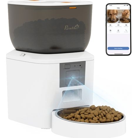 Distributeur Nourriture Chat Chien avec Caméra, WiFi, App, 4L, 1-10 Repas, Audio Bidirectionnel, Vision Nocturne (1/5)