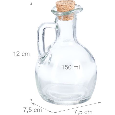 Set di 24 bottiglie vuote con manico per liquori olio aceto 30 x 7 cm in vetro trasparente 130016477