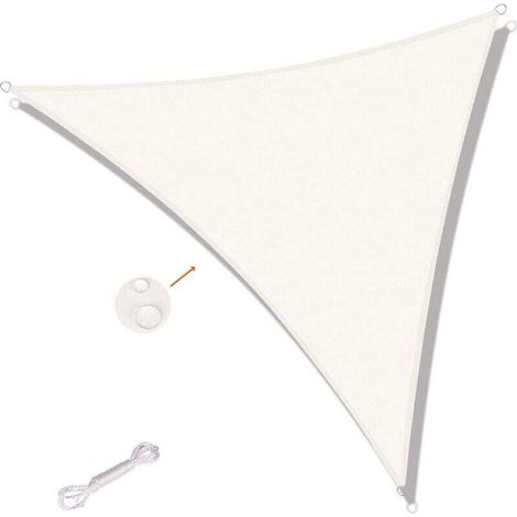 Dreieckiges Sonnensegel 5x5x5m, wasserdicht und UV-beständig, für Garten, Terrasse und Balkon, Weiß-Crezuo