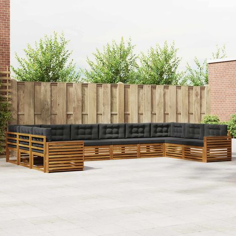 Sofagarnituren 6 pcs Natur und Anthrazit Massivholz Akazie