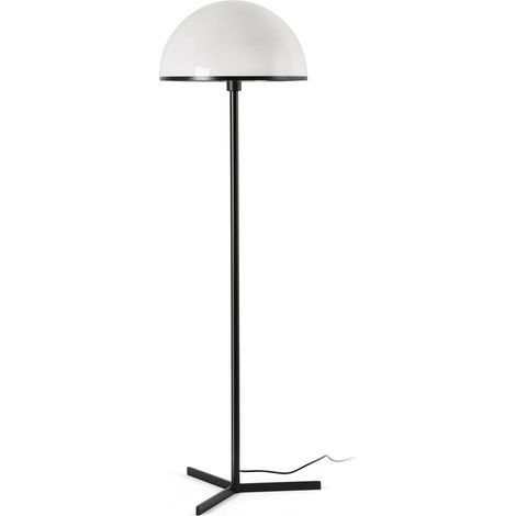Faro Dome Lampadaire Dome 42 cm, abat-jour noir satiné et blanc brillant, culot E27 (1/3)