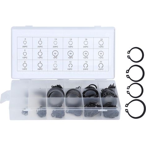 300-teiliges Sortiment an E-Clip-Sicherungsringen (2–32 mm) (1/5)