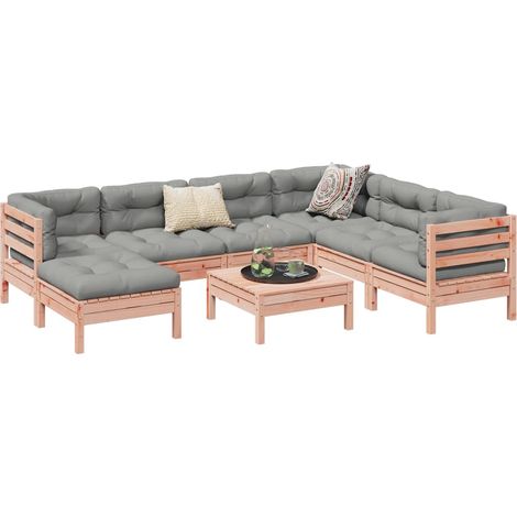 8-tlg. Garten-Sofagarnitur mit Kissen Massivholz Douglasie