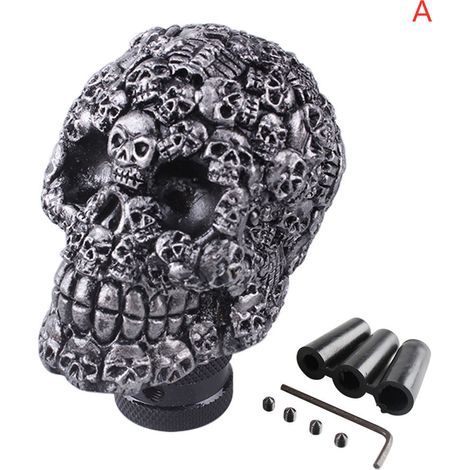 Individuell gestalteter Schaltknauf mit Totenkopfmotiv – Schaltknauf für manuelle und automatische Schaltung – Totenkopf-Design (1/4)