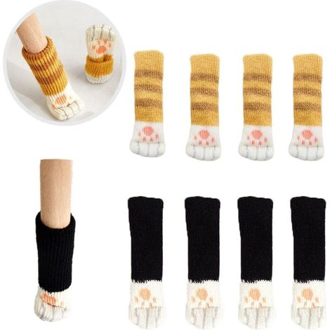 8pcs Meubles Jambes Housse de Chaussettes Mignon Cat Leg Design Haute élasticité antidérapant Tapis de Protection du Sol (1/4)