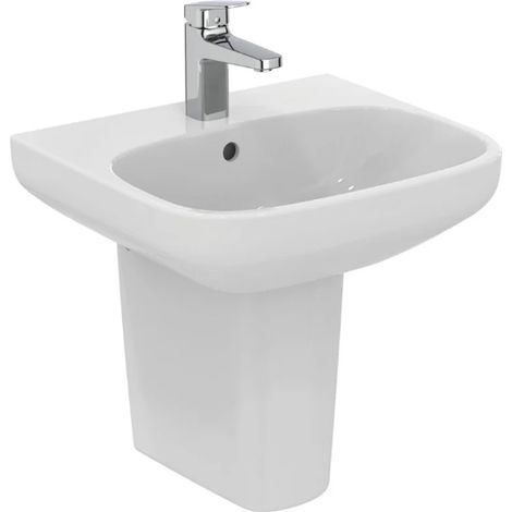 Lavabo suspendido 50 cm blanco brillo - Ideal Standard  I Life - Con medio pedestal para lavabo