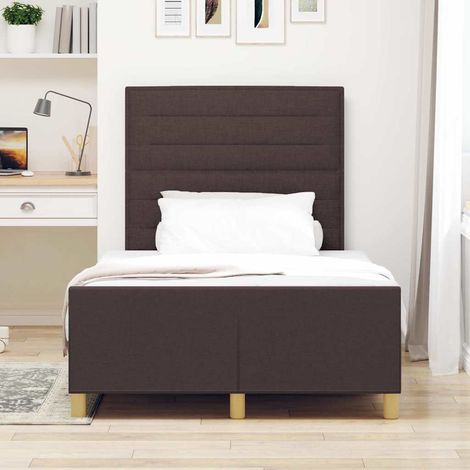 vidaXL Estructura de cama con cabecera Marrón oscuro 120 x 190 cm tela (1/5)