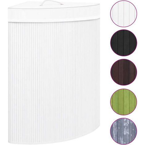 vidaXL Cesto para la ropa sucia de esquina bambú blanco 60 L (1/5)