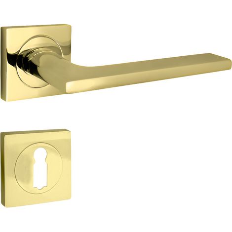 domino Türgriff Drückergarnitur BB-Buntbart Set quadratische Rosette Türklinke für Zimmertür, Bürotür, Kellertür & Innentür Türbeschläge aus Aluminium Messing Türdrückergarnitur LINEA-QR M1 (1/5)