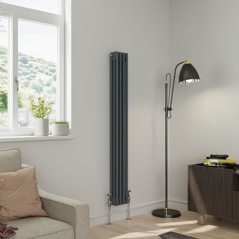 Warmehaus Traditional Triple Column Anthracite Radiator Cast Iron Style Radiators 1500x202mm