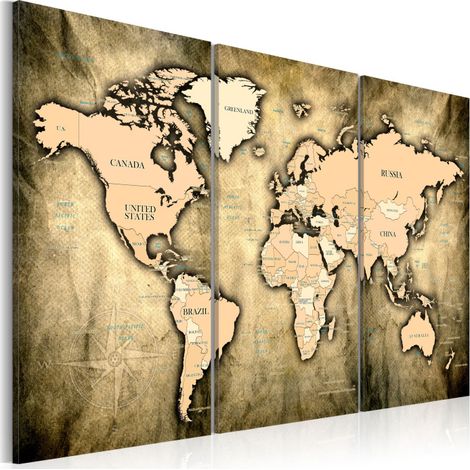 Tableau Imprimé "World Map : the Sands of Time" 80 x 120 cm (1/2)