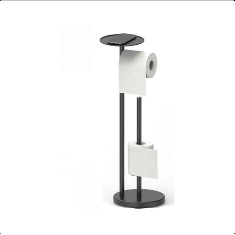 Toilet paper holder in matte black/stainless steel (SUS304) with shelves, toilet roll holder with storage function, toilet paper dispenser for bathroom (1/5)