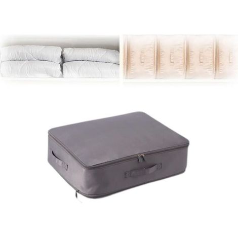 Organisateur d'auto-compression ultra peu encombrant – Sacs de rangement pour vêtements et couvertures – Tissu satiné de qualité – Ouverture avec fermeture éclair (1/5)