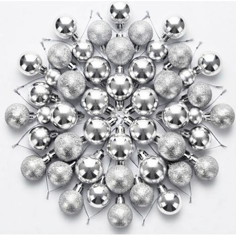 Set 30 Palline Di Natale Argento 3 Cm Sfere Lucide E Glitter Per Albero Ghirlande Centrotavola E Segnaposto Natalizi Confezione Tubo Trasparente (1/5)