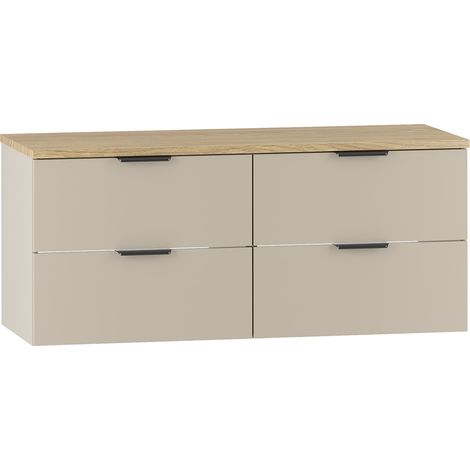 Waschtischunterschrank 120.6cm Astrid mit 4 Schubladen, Kaschmir und Holzoptik