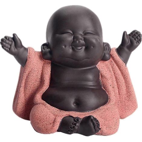Petite figurine délicate en céramique chinoise représentant un Bouddha joyeux, décoration pour voiture-A