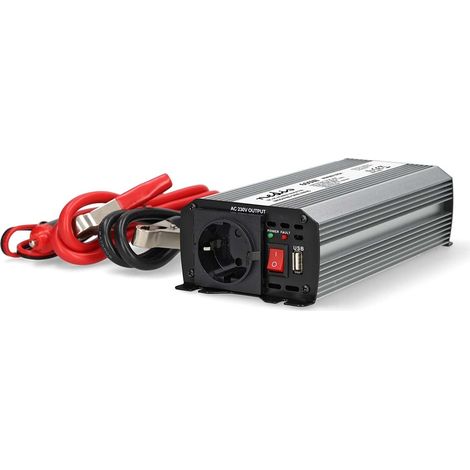 Power inverter modified sine wave  input voltage 12 v dc  device power output connections type f cee 73  usb a  230 v ac 50 hz  600 w  peak power output 1200 w  battery clamps  cigarette lig 88581192