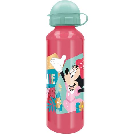 Disney Borraccia rosa per bambine in alluminio Minnie Topolina 530 ml con beccuccio e tappo di sicurezza (1/4)