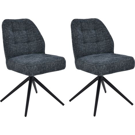 Lot de 2 chaises rotatives 48x63x83 cm en tissu bleu chiné - STELIX