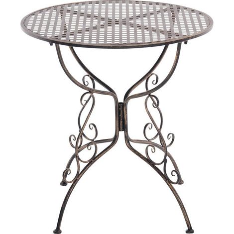Table de jardin en fer forgé diamètre Ø 70 cm bronze vieilli MDJ10045 (1/4)