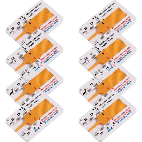 8er Set Reifenprofiltiefenmesser 0-20 mm für Auto, Motorrad, Fahrrad (1/5)