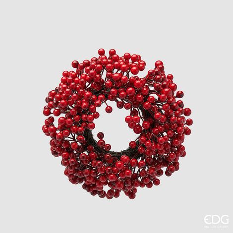 Corona Bacche Natalizia Piccola D22 Rossa EDG