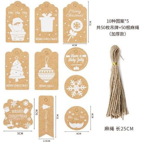 Étiquettes cadeaux Noël - Lot de 200 - Motifs festifs variés - Faciles à utiliser - Fixation rapide