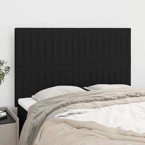 vidaXL Cabecero de cama de tela negro 144x5x118/128 cm (1/5)