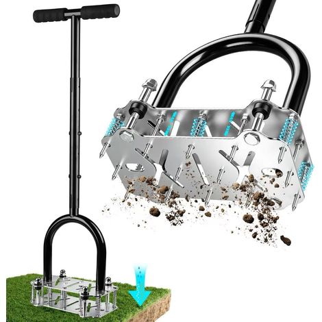 Aérateur de Gazon à 14 Picots, Aérateur de Pelouse Manuel avec Semelle Antidérapante – Scarificateur et Aérateur pour Sol Compacté, Outil d’Aération pour Gazon, Jardin et Pelouse (1/5)