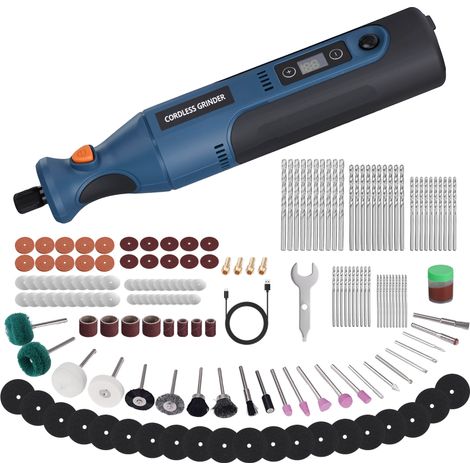 Juego de herramientas rotativas eléctricas de 179 piezas (5.000-25.000 RPM), taladro/amoladora de 7,4 V y 1100 mAh, mini bolígrafo para grabado en madera