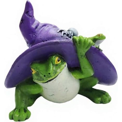 décorations d'HalloweenGrenouille sorcière décorative en résine pour Halloween, violette, idéale pour la maison et les petits paysages. (1/5)
