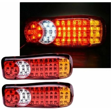 2 x Feux arrières LED 12V 5 Fonctions pour Caravane Remorque Camion (1/4)