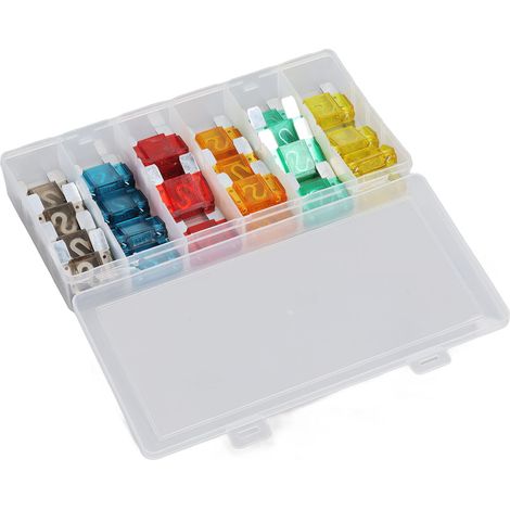 Packung mit 24 Flachsicherungen für Autos, Zinklegierung, verschiedene Nennströme, 20 A, 30 A, 40 A, 50 A, 60 A, 70 A (1/5)