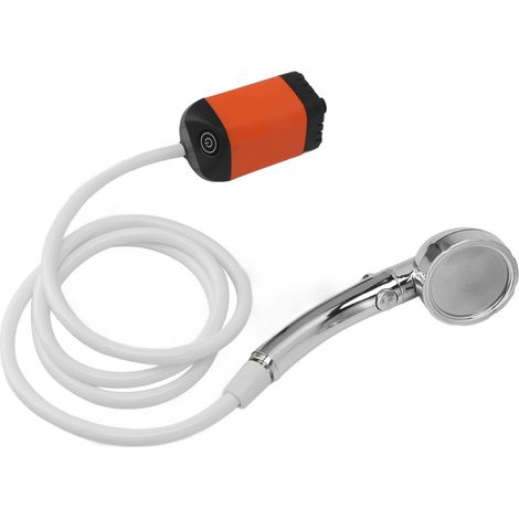 Douche de camping portable à 3 vitesses réglables, pompe électrique rechargeable, orange