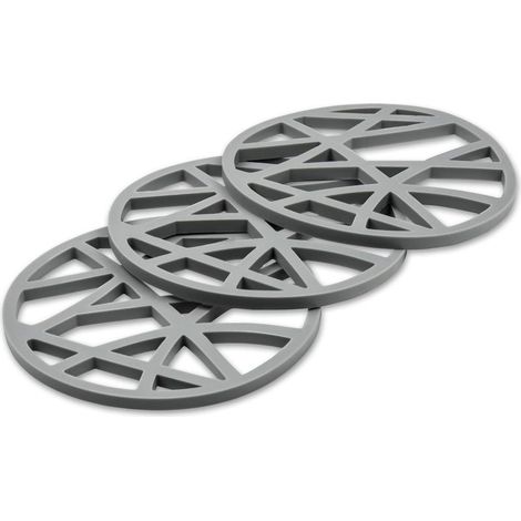 Juego de 3 salvamanteles redondos de silicona - Flexibles y antideslizantes - 15,8 x 15,8 x 0,7 cm - Gris (1/3)