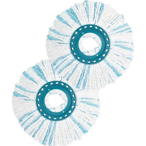 Tete De Serpilliere - Microfibres Et Poils Turquoise - Pour Balai Clean Twist Disc Mop - Lot De 2 (1/5)