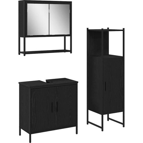Ensemble de mobilier de salle de bain avec stockage 3 pcs，Ensemble de meubles de salle de bain Noir CFW99254 (1/5)