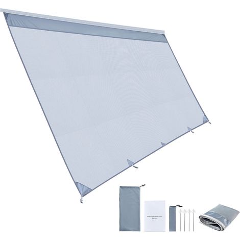 Pare-soleil pour store de camping-car en polyester ajouré à double couture, 2 x 4,3 m, compatible avec store de 4,5 m, gris (1/5)