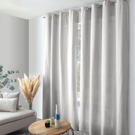 Rideau Uni "Cambria" 140x240cm Blanc Gris