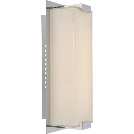 Lampada da parete Lampada da corridoio a LED Lampada da scala Lampada da parete cromata per camera da letto, vetro satinato. 6W 470lm bianco caldo, LxH 11x28 m