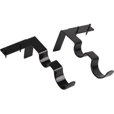 Support de tringle à rideau Double en acier, support de charge de 20lb, assemblage facile, crochets pour tringle à rideau, noir, 2 pièces (1/5)