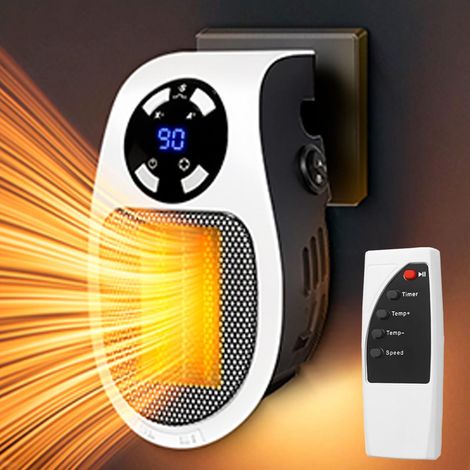 Mini-Steckdosenheizgerät, wandmontiertes Heizgerät mit Fernbedienung und LED-Anzeige, geeignet für Zuhause und Büro. (1/5)
