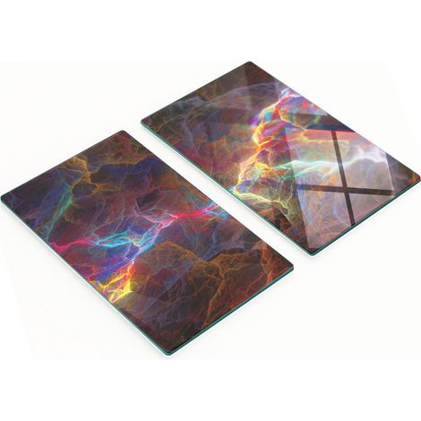 Tableros decorativos multifuncionales de vidrio templado con dise帽o fractal para cocina, 2x30x52 cm.