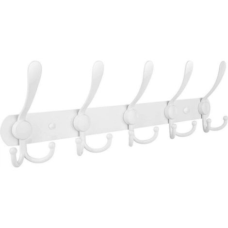 Wandhaken aus Edelstahl für Mäntel, Handtücher und Bademäntel (weiß, 15 Haken, 1 Stück)